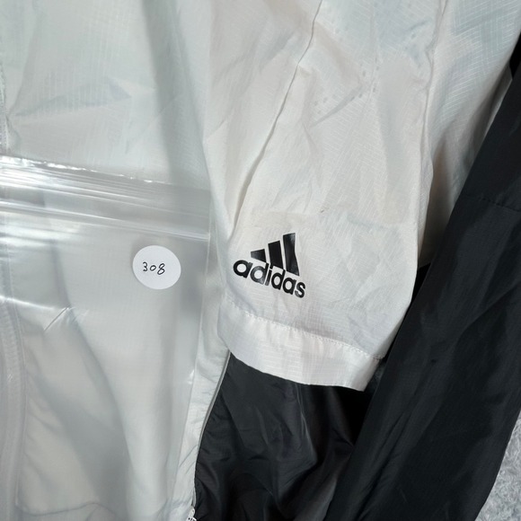 Adidas Womens Colorblock Hooded Windbreaker Jacket White Black CY7320 Sm. *READ* - Picture 8 of 8